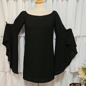 The Impeccable Pig Black Bell Sleeve Dress